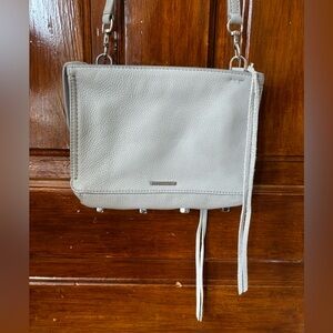 Leather Fringe Studded Crossbody Bag Gray Rebecca Minkoff